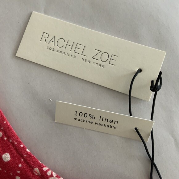Rachel Zoe Dress Size M Red Bandana Print 100% Linen Pockets - Picture 5 of 9